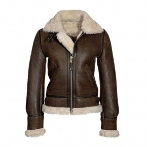 Aviator Womens Distressed Brown Jacket
